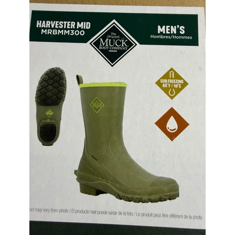 Muck Boot Company Harvester Mid Men Green Waterproof Utility‎ Work Boots  sz 14